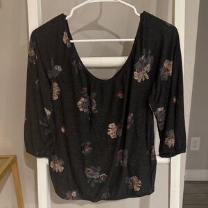 American Eagle Outfitters Black Floral Blouse